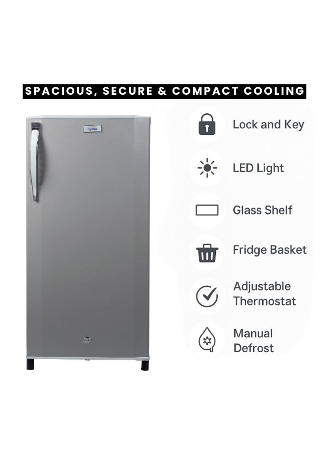 STAR TRACK 210L Gross / 150L Net capacity Single Door Refrigerator, Lock and Key, Led Light, Glass Shelf, Fridge Basket, Adjustable Thermostat, Adjustable Feet, R600a, Manual Defrost, Hinged Single Door, Dark Grey, ST-FRG-210L ST-FRG-210L grey - Image 5