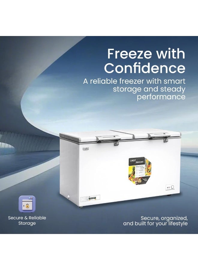 STAR TRACK 475L Chest Freezer ST-CFW-475L | 399L Net Capacity, Manual Defrost, -18°C Cooling, R290 Refrigerant, LED Light, Sliding Glass Door, Lock, Aluminum Cabinet – White 475 L ST-CFW-475L White - Image 4
