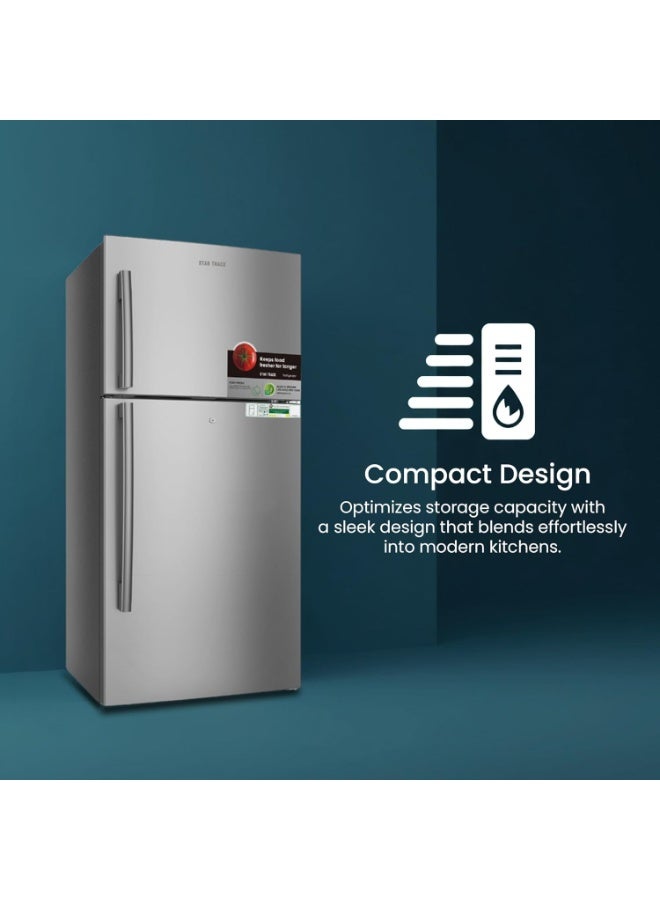ستار تراك 550L Gross / 483L Net Capacity, No Frost Double Door Refrigerator with Glass Shelves, LED Light, Ice Box, Transparent Door Baskets, Low Noise, Electronic Control, 4-Star Freezer – ST-FRG-550NSKH Silver ST-FRG550-NSKH Silver - Image 5