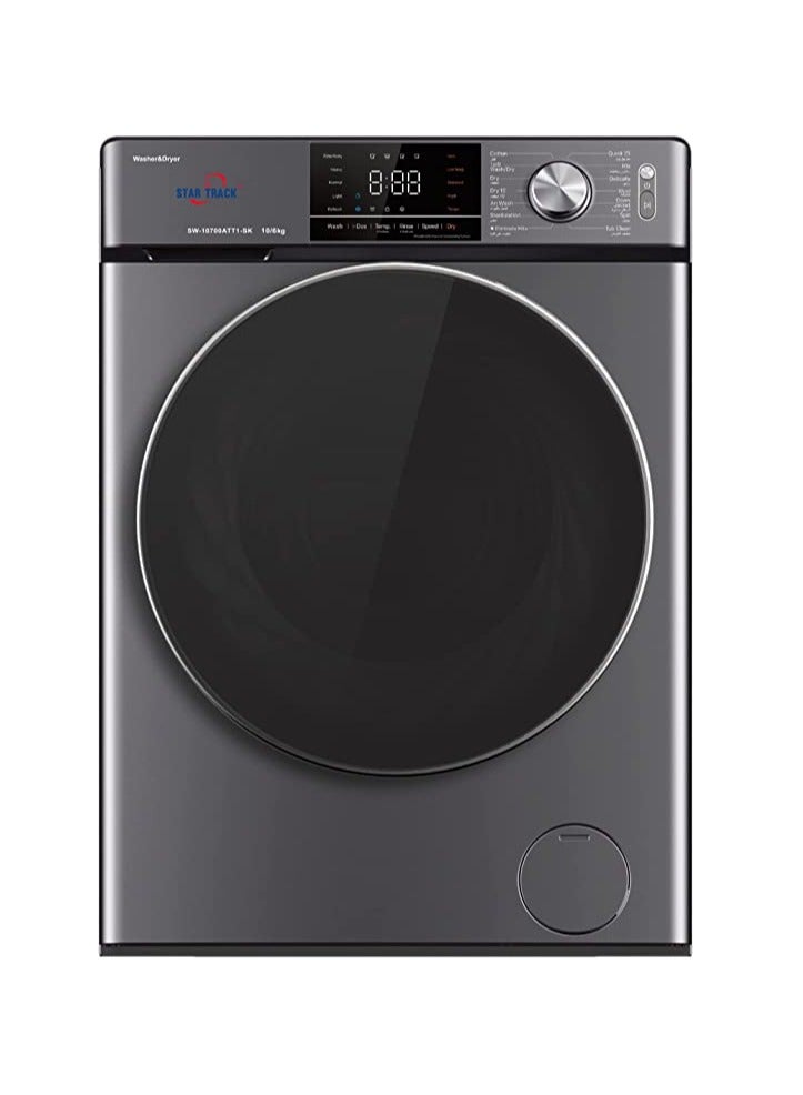 ستار تراك Star Track 10/6kg Front Load Washer & Dryer Washing Machine - Energy Saving, Titanium Finish, and 95% Drying Efficiency SW-10700ATT1-SK Titianum