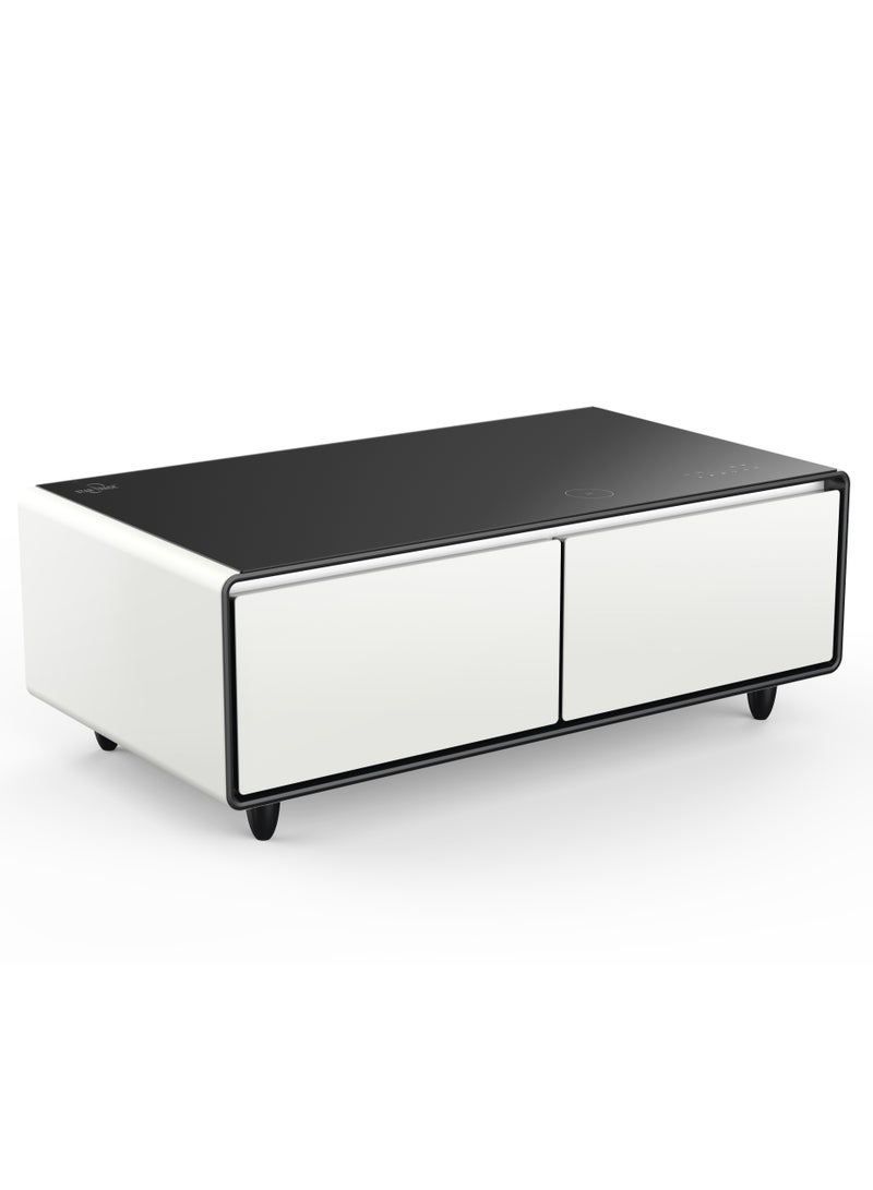 STAR TRACK 135L Smart Touch Table Fridge with Compressor Cooling, Dual Doors, Wireless & USB Charging, Bluetooth Surround Speakers, LED Control Panel, for Home, Bedroom, Office ST-TMT-135L(PW) Pearl White - Image 1