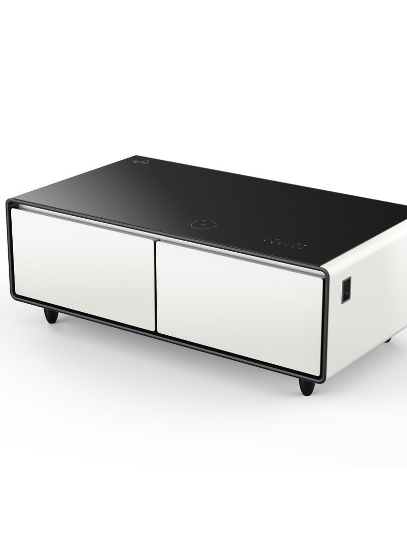 STAR TRACK 135L Smart Touch Table Fridge with Compressor Cooling, Dual Doors, Wireless & USB Charging, Bluetooth Surround Speakers, LED Control Panel, for Home, Bedroom, Office ST-TMT-135L(PW) Pearl White - Image 2