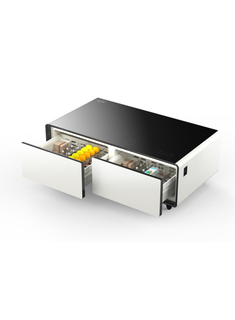 STAR TRACK 135L Smart Touch Table Fridge with Compressor Cooling, Dual Doors, Wireless & USB Charging, Bluetooth Surround Speakers, LED Control Panel, for Home, Bedroom, Office ST-TMT-135L(PW) Pearl White - Image 3