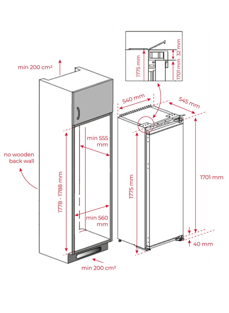 TEKA Built-in Single Door Refrigerator with 4 Safety Glass Shelves, Electronic Adjustable Thermostat & 315 Litres Capacity RSL 73360 85 W 113460009 White - Image 4