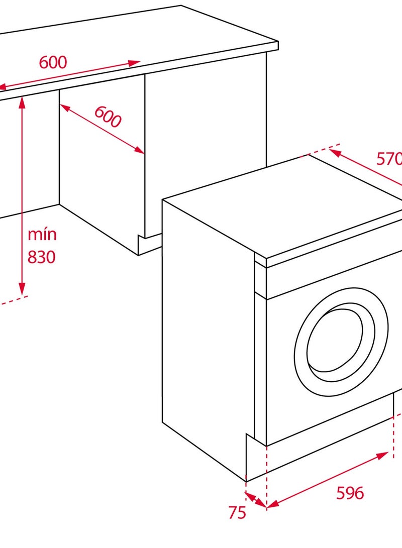 Teka LI5 1481 EUI EXP Built-in Washing Machine 8kg Washing Capacity And 15 washing Programs 1400 rpm & 1600 W 8 kg 114000009 White - Image 2