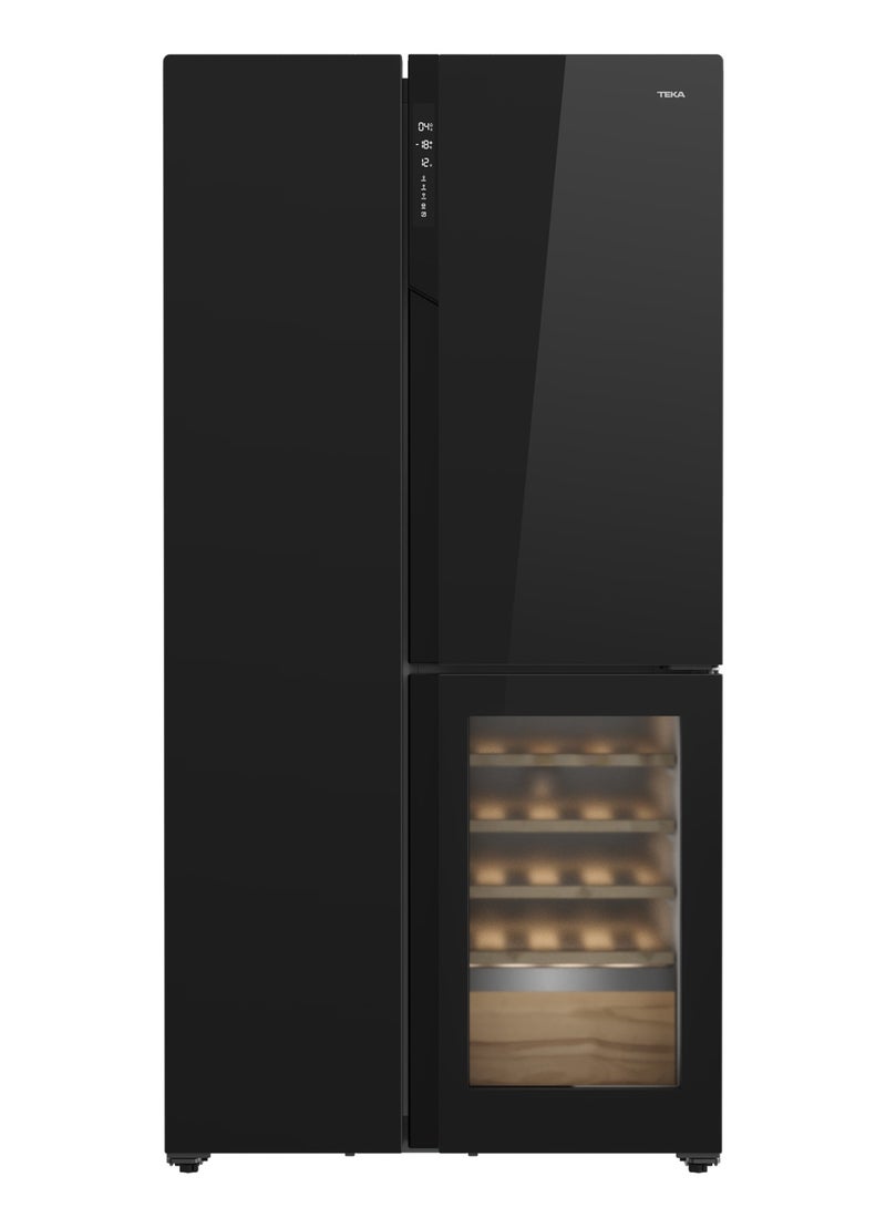 TEKA Full No-Frost 548 Litres Side by Side Refrigerator with Wine/Beverage Cooler "Inverter Motor, Electronic Adjustable Thermostat, LED illumination" Built-in/Freestanding Installation RLF 85950 GBK 210 W 113430074 Black - Image 1