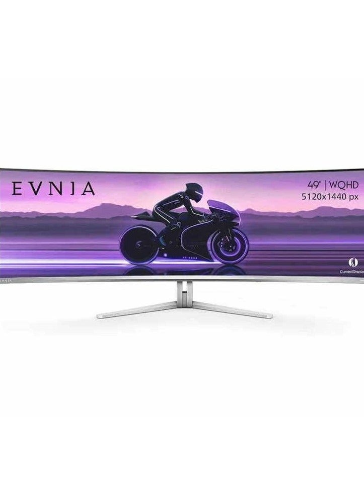فيليبس Evnia 49M2C8900L DQHD OLED Curved Gaming Monitor 144Hz 0.03ms, FreeSync Prem Pro (5120 x 1440) HDMI 2.1 DisplayPort 1.4 USB-C USB Hub White  - Image 2