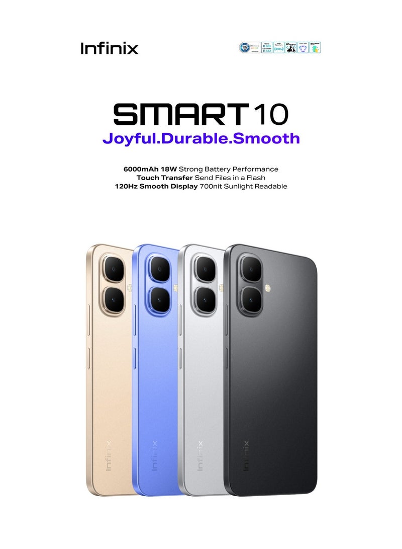 Infinix Smart 10 Dual SIM Irish Blue 3GB RAM 64GB 4G - Middle East Version - Image 3