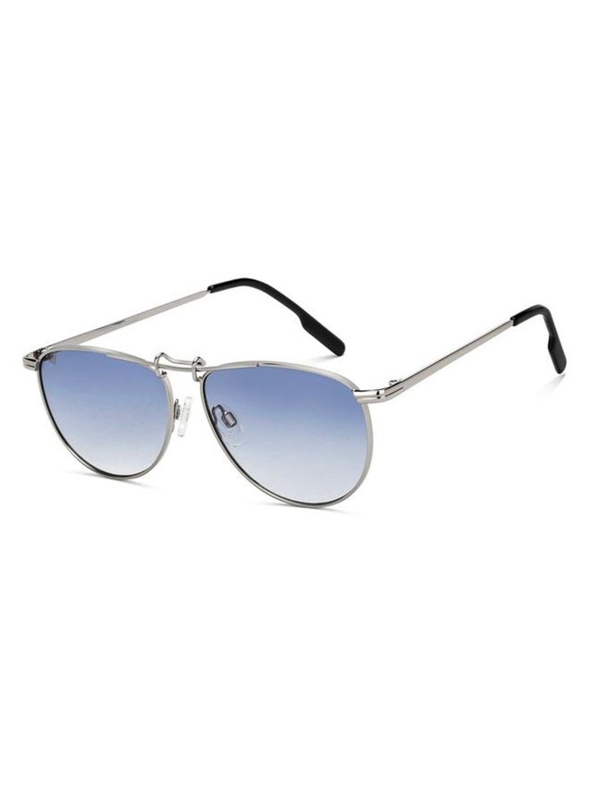 فينسينت تشيس Vincent Chase By Lenskart | Silver Blue Full Rim Pilot | Economic Range | Branded Latest and Stylish Sunglasses | 100% UV Protected | Men & Women | Medium | VC S15804  - Image 1