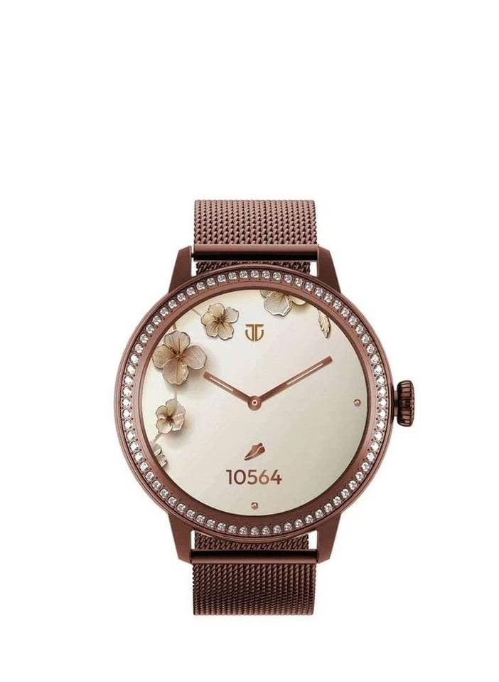 TITAN Valerie Women's Smart Watch 1.2" Amoled Round SS Case Mesh + Silicone Strap Women's Health Suite Skin Sensor Bt  Calling AOD Brown - Image 2