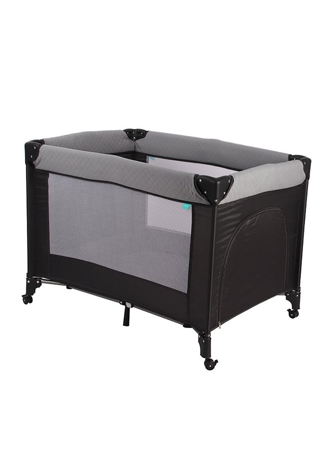 Moon Kidora Easy-Fold Playpen with Wheels, Storage & Edge Protection- Grey - Image 1