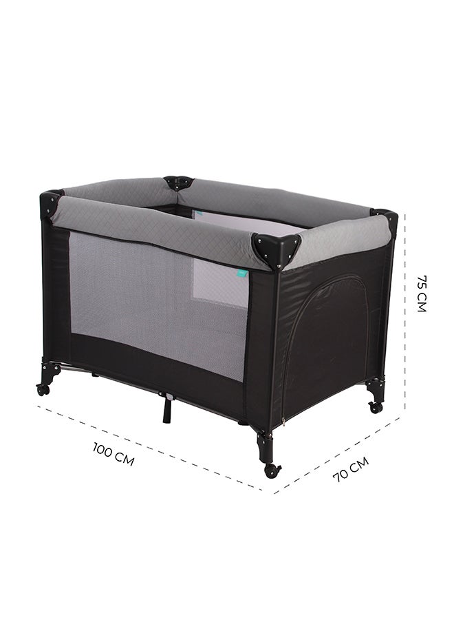 Moon Kidora Easy-Fold Playpen with Wheels, Storage & Edge Protection- Grey - Image 2