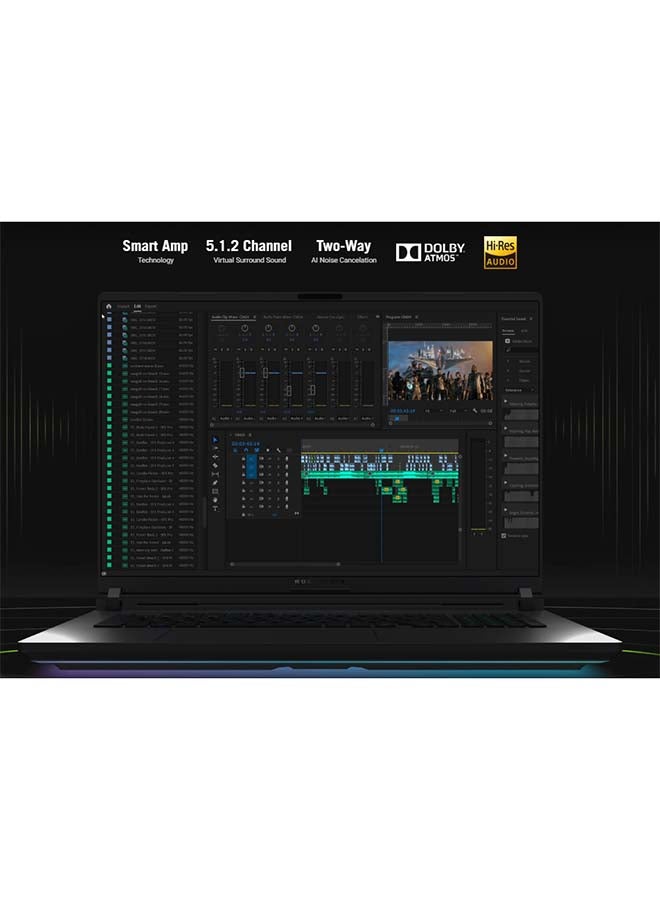 ASUS ROG Strix  Scar 18 Laptop With 18 Inch 2.5K WQXGA (2560x1600) Display 240Hz, Core Ultra 9 275HX Processor/32GB RAM DDR5/2TB SSD/24GB Nvidia GeForce RTX 5090 Graphics/Windows 11 Home/ English/Arabic Off Black - Image 5