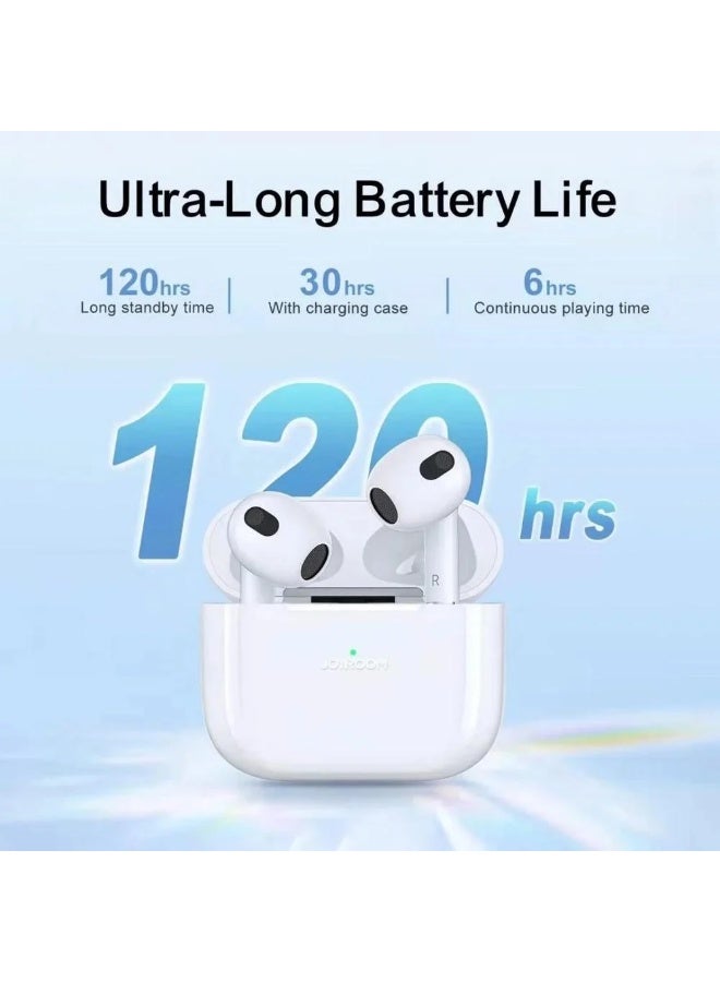 JOYROOM T03S & T03S Plus – True Wireless Earbuds with Deep Bass, Touch Control, Long Battery Life & Compact Charging Case White - Image 2