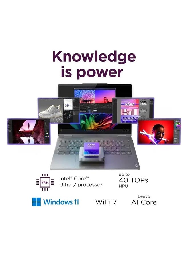 Lenovo Yoga 7i 2-in-1 Copilot+ Laptop With 14 Inch WUXGA (1920x1200) Display,Core Ultra 7-256V Processor/16GB DDR5 RAM/1TB SSD/Windows 11 Home/Intel Arc Graphics/ English Luna Grey  - Image 4