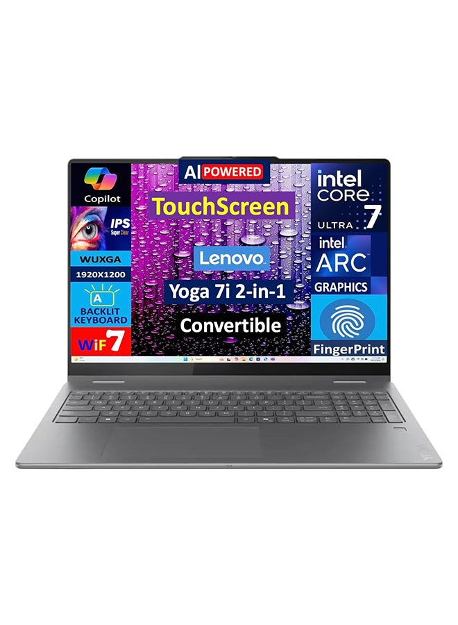 Lenovo (Upgraded Version) Yoga 7i 2-in-1 Copilot+ Laptop With 16 Inch WUXGA(1920x1200) LCD Touchscreen Display, Intel Core Ultra 7 Processor/16GB RAM/1TB SSD/Intel Arc Graphics/Windows 11 Home/ English Luna Grey English Luna Grey - Image 1
