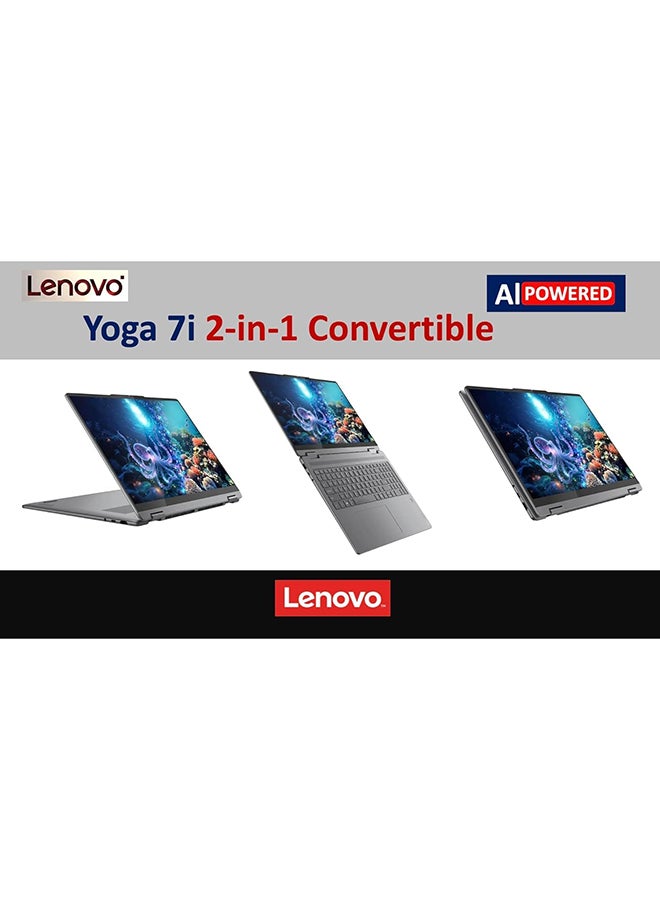 لينوفو (نسخة مطورة) لابتوب Yoga 7i 2 في 1 Copilot+ بشاشة تعمل باللمس LCD مقاس 16 بوصة WUXGA(1920x1200)، مع معالج Intel Core Ultra 7/ذاكرة RAM سعة 16GB/قرص SSD سعة 512GB/رسوميات Intel Arc/نظام Windows 11 Home/لون لونا الرمادي الإنجليزي - Image 5