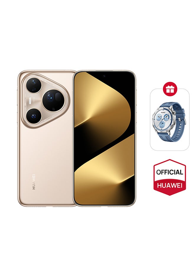 هواوي هاتف بورا 80 ألترا ثنائي الشريحة ذهبي 16 جيجابايت رام 512 جيجابايت مع ساعة هواوي واتش جي تي 5 مجانية - نسخة الشرق الأوسط - Image 1