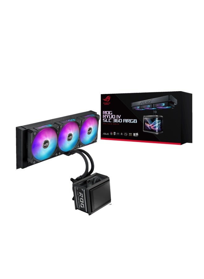 ASUS ROG Ryuo IV SLC 360 ARGB AIO Liquid CPU Cooler, 360mm, 6.67" 2K Curved AMOLED Display, 3x ARGB Fans, 3200 RPM Pump, LGA1700/1851, AM4/AM5, Black | 90RC0151-B0EAY0  - Image 1