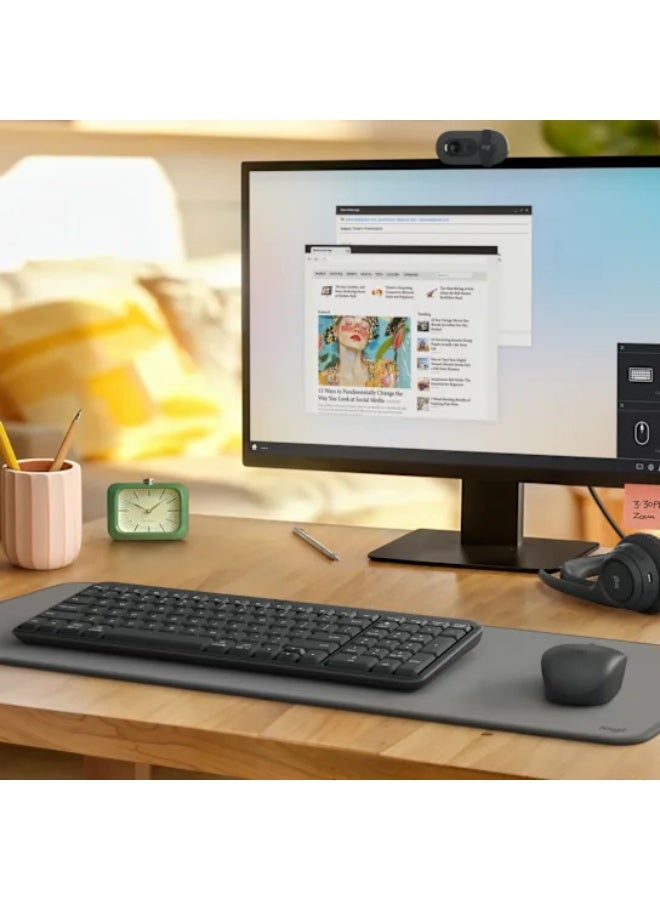 Logitech MK250 Wireless Bluetooth Keyboard and Mouse Combo, Compact, Spill-Resistant Design with Numeric Keypad, Ambidextrous Mouse, Up to 12 Months Battery Life, Sustainable Recycled Plastic, Compatible with Windows 10/11+, macOS 12+, ChromeOS | 920-013531 Graphite  - Image 2