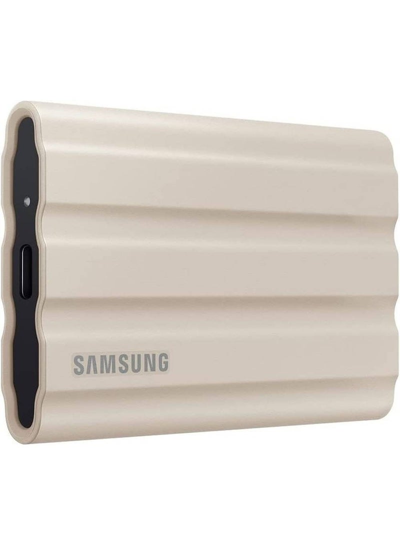 سامسونج T7 Shield 2TB Portable External SSD, USB 3.2 Gen2 Interface (10 Gbps), Read/Write Speeds Up to 1050/1000 MB/s, AES 256-bit Encryption, Rugged, IP65 Dust & Water Resistant, Beige | MU-PE2T0K/WW 2 TB  - Image 1