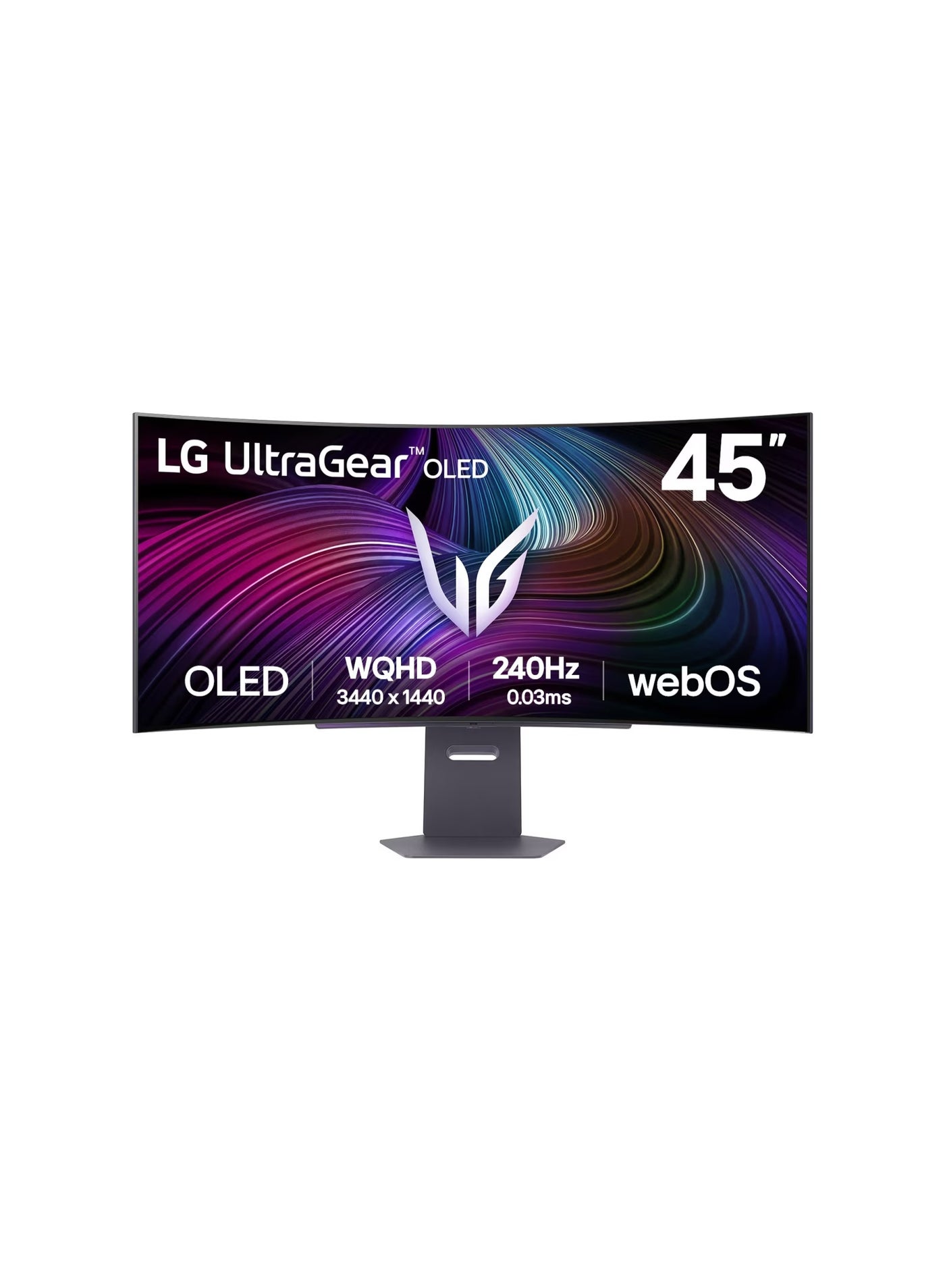 45 inch UltraGear Curved OLED Gaming Monitor, 3440x1440 WQHD, 240Hz, 0.03ms Response, HDR True Black 400, NVIDIA G-SYNC & AMD FreeSync Premium, webOS Smart TV, HDMI 2.1, USB-C PD 65W, DCI-P3 98.5%, AI Picture & Sound | 45GX90SA-B black