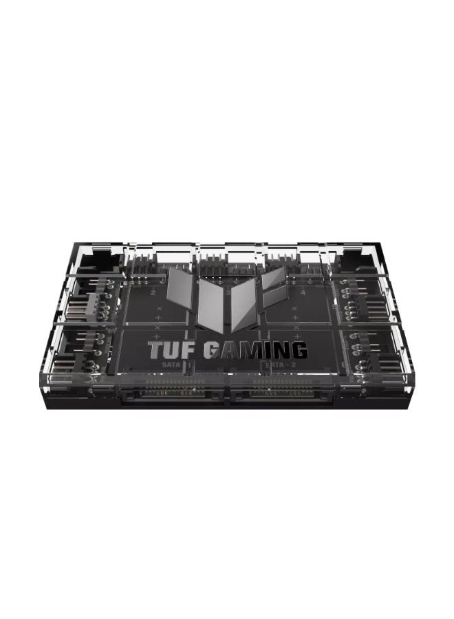 ASUS TUF Gaming ARGB PWM Fan Hub, 6-Port 4-Pin PWM Fan Controller + 6-Port 3-Pin 5V Addressable RGB Hub, Dual SATA Power Input, Magnetic Mount, 108W PWM & 45W ARGB Output, Aura Sync Compatible, Overcurrent Protection, LED Power & Port Status Indicators, Black | 90DA00C0-B09000  - Image 2