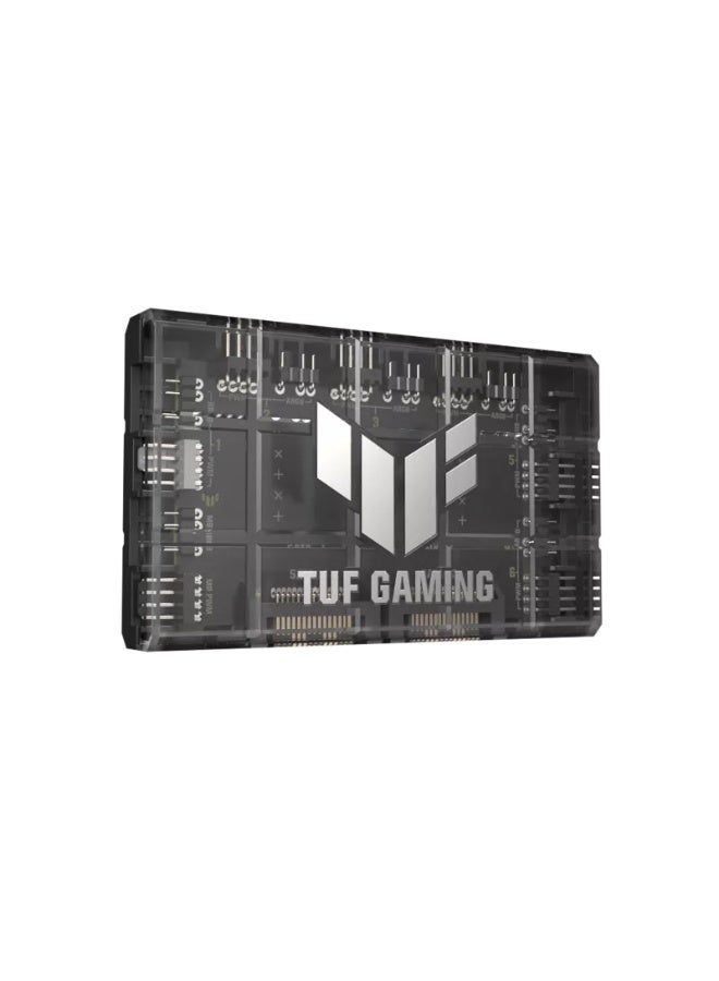 ASUS TUF Gaming ARGB PWM Fan Hub, 6-Port 4-Pin PWM Fan Controller + 6-Port 3-Pin 5V Addressable RGB Hub, Dual SATA Power Input, Magnetic Mount, 108W PWM & 45W ARGB Output, Aura Sync Compatible, Overcurrent Protection, LED Power & Port Status Indicators, Black | 90DA00C0-B09000  - Image 3