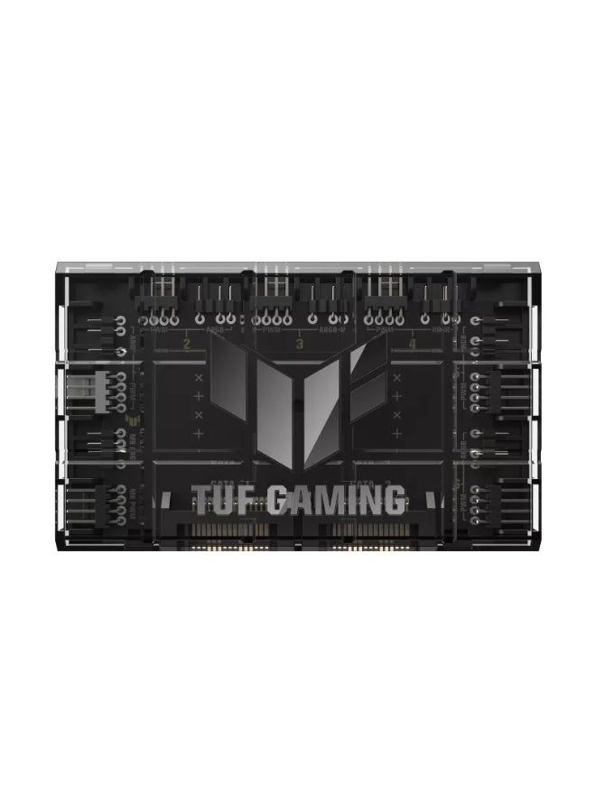 ASUS TUF Gaming ARGB PWM Fan Hub, 6-Port 4-Pin PWM Fan Controller + 6-Port 3-Pin 5V Addressable RGB Hub, Dual SATA Power Input, Magnetic Mount, 108W PWM & 45W ARGB Output, Aura Sync Compatible, Overcurrent Protection, LED Power & Port Status Indicators, Black | 90DA00C0-B09000  - Image 4