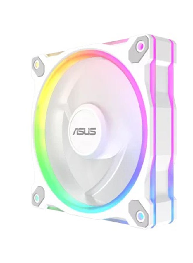 ASUS Prime MR120 ARGB Reverse 120mm PC Cooling Fan, 1600 RPM, 58 CFM Airflow, 1.38 mm H₂O Static Pressure, 23 dB(A) Noise Level, Sleeve Bearing, 20 Addressable RGB LEDs with Aura Sync, Extra-Thick 28mm Frame, White | 90DA00I3-B09000  - Image 4