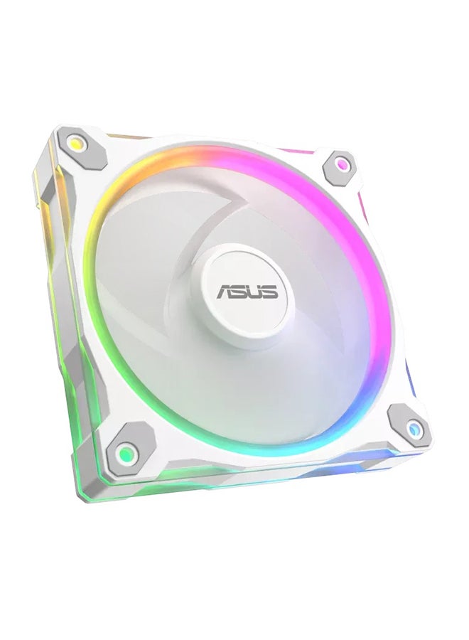 ASUS Prime MR120 ARGB Reverse 120mm PC Cooling Fan, 1600 RPM, 58 CFM Airflow, 1.38 mm H₂O Static Pressure, 23 dB(A) Noise Level, Sleeve Bearing, 20 Addressable RGB LEDs with Aura Sync, Extra-Thick 28mm Frame, White | 90DA00I3-B09000  - Image 2