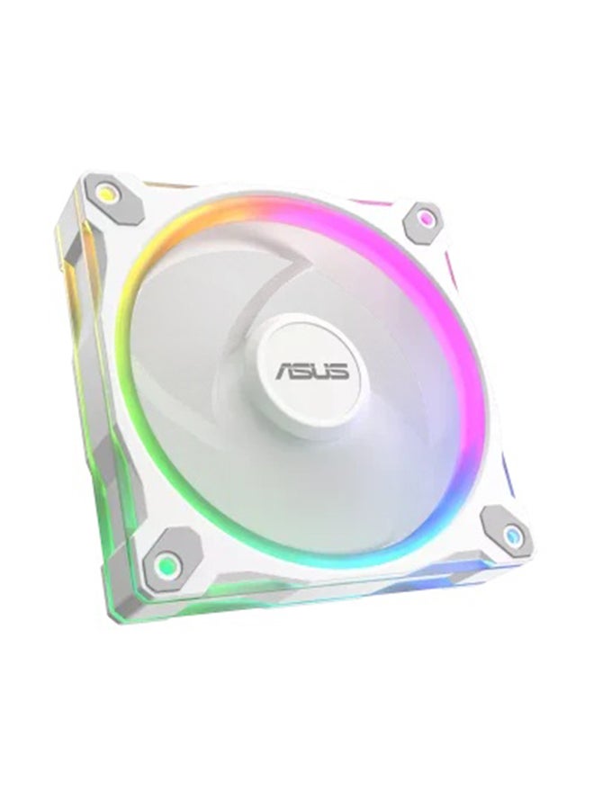ASUS Prime MR120 ARGB 120mm PWM Sleeve Bearing Fan Triple Pack, 1600 RPM, 58 CFM Airflow, 1.7 mm H₂O Static Pressure, 21 dB(A) Noise, 20 Addressable Dual-Sided RGB LEDs, Aura Sync Compatible, White | 90DA00I3-B09020  - Image 3