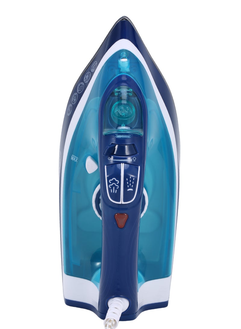 SONASHI Steam Iron with Ceramic Coated Soleplate, 340ML Water Tank, Powerful Steam Burst, Adjustable Thermostat with Spray Iron Feature, Self-Clean Function, For All Types of Fabric 340 ml 2400 W SI-5092C Blue - Image 4
