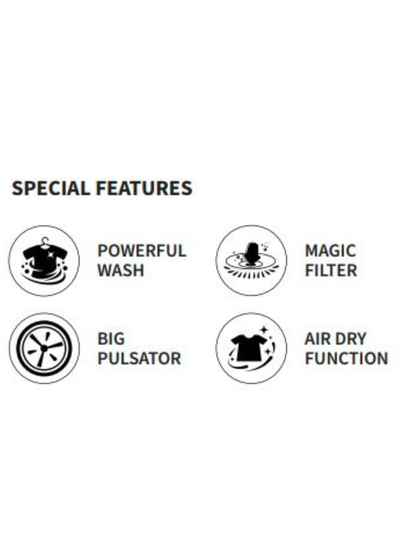 AFRA 7Kg Twin Tub Washing Machine With 1 Year Warranty 510 W AF-0703TTWBK White/Black  - Image 2