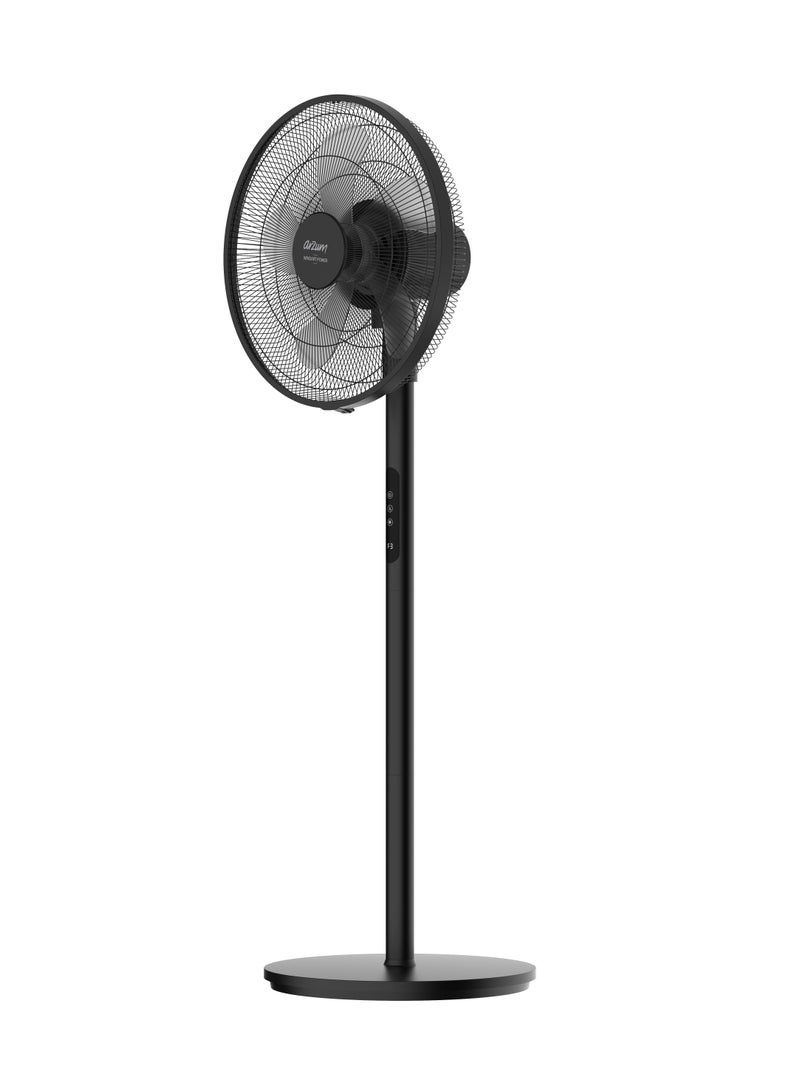 أرزوم Windart Power Pedestal Stand Fan 16-Inch – 60W, 5-Leaf Blade, Remote Control, LED Touch Panel, Adjustable Height – AR069, Ideal for Home & Office Use 60 W AR067 BLACK - Image 2