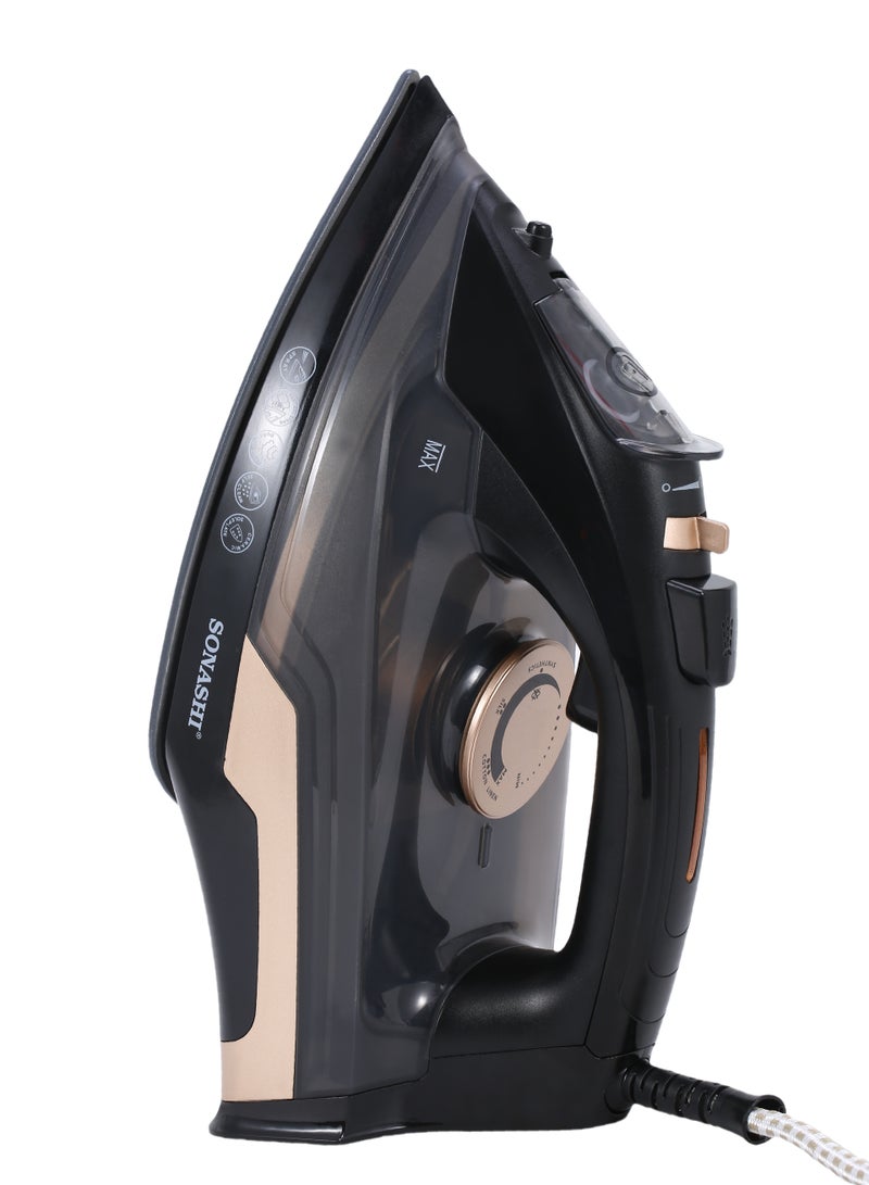 سوناشي Steam Iron with Ceramic Coated Soleplate, 400ML Water Tank, Powerful Steam Burst, Adjustable Thermostat with Spray Iron Feature, Self-Clean Function, For All Types of Fabric 400 ml 2600 W SI-5093C black  - Image 3