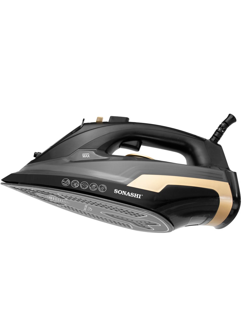 سوناشي Steam Iron with Ceramic Coated Soleplate, 400ML Water Tank, Powerful Steam Burst, Adjustable Thermostat with Spray Iron Feature, Self-Clean Function, For All Types of Fabric 400 ml 2600 W SI-5093C black  - Image 2