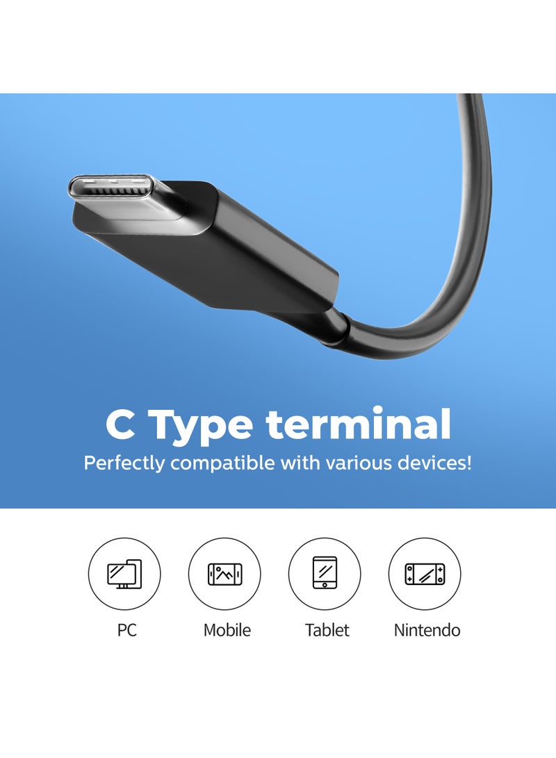 Philips In-Ear Headphones With Mic, Lightweight Wired Headphones, USB-C Connector, 1.2 m Cable, 3 Button In-Line Remote, 3 Eartip Sizes, Clear Sound & Punchy Bass, Black Black - Image 3