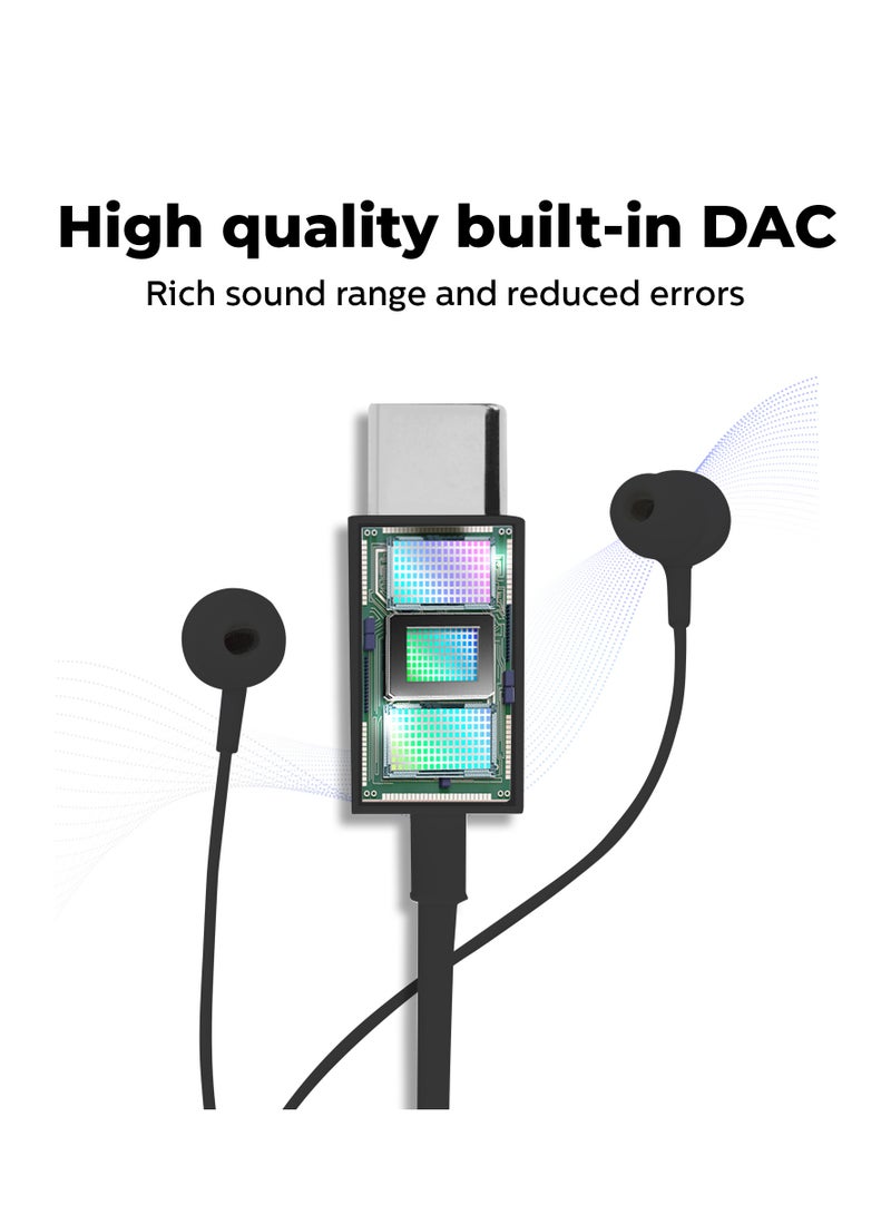 Philips In-Ear Headphones With Mic, Lightweight Wired Headphones, USB-C Connector, 1.2 m Cable, 3 Button In-Line Remote, 3 Eartip Sizes, Clear Sound & Punchy Bass, Black Black - Image 4