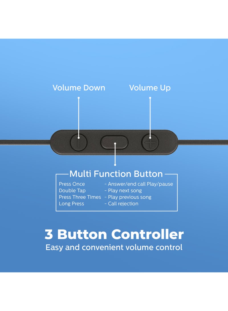 Philips In-Ear Headphones With Mic, Lightweight Wired Headphones, USB-C Connector, 1.2 m Cable, 3 Button In-Line Remote, 3 Eartip Sizes, Clear Sound & Punchy Bass, Black Black - Image 5