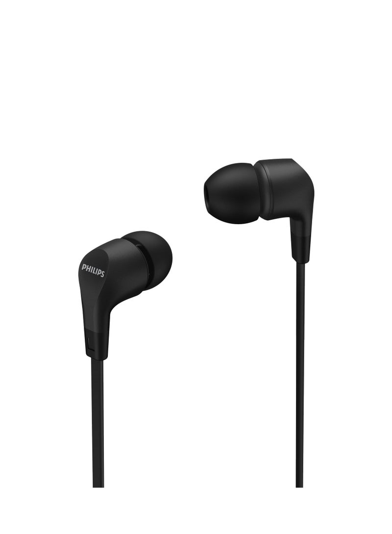 Philips In-Ear Wired Earphones with Mic & Line Control, Secure Fit, Deep Bass, Noise Isolation, 3.5mm Audio Jack, Black black - Image 1
