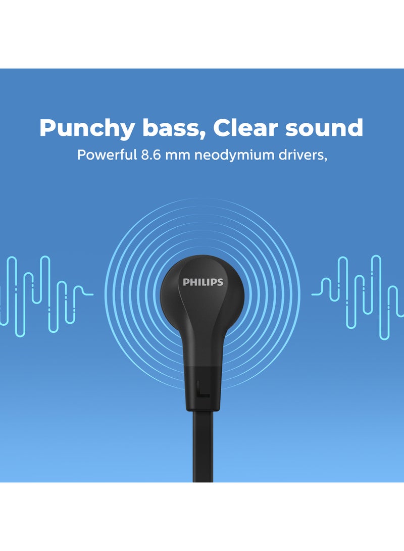 Philips In-Ear Wired Earphones with Mic & Line Control, Secure Fit, Deep Bass, Noise Isolation, 3.5mm Audio Jack, Black black - Image 3