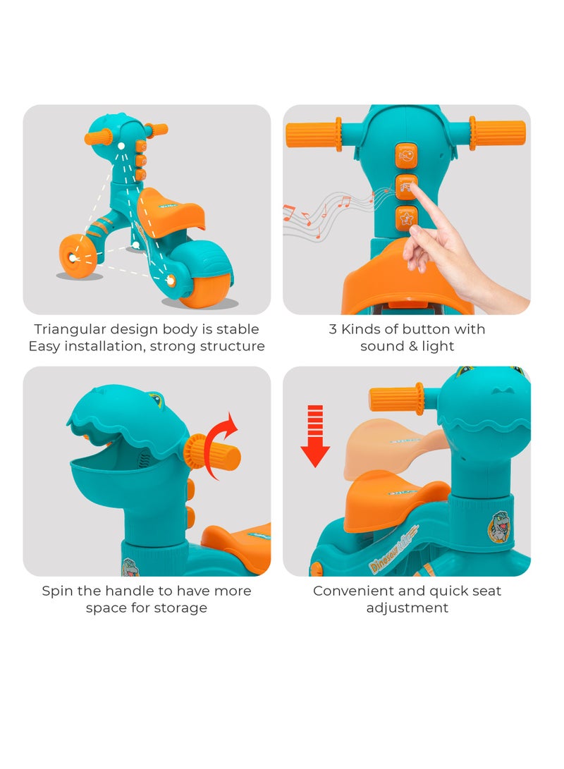 Moon Dino Trike Baby Balance Bike With Front Storage Space-12-36 Months - Blue 58 x39 x 47None - Image 3