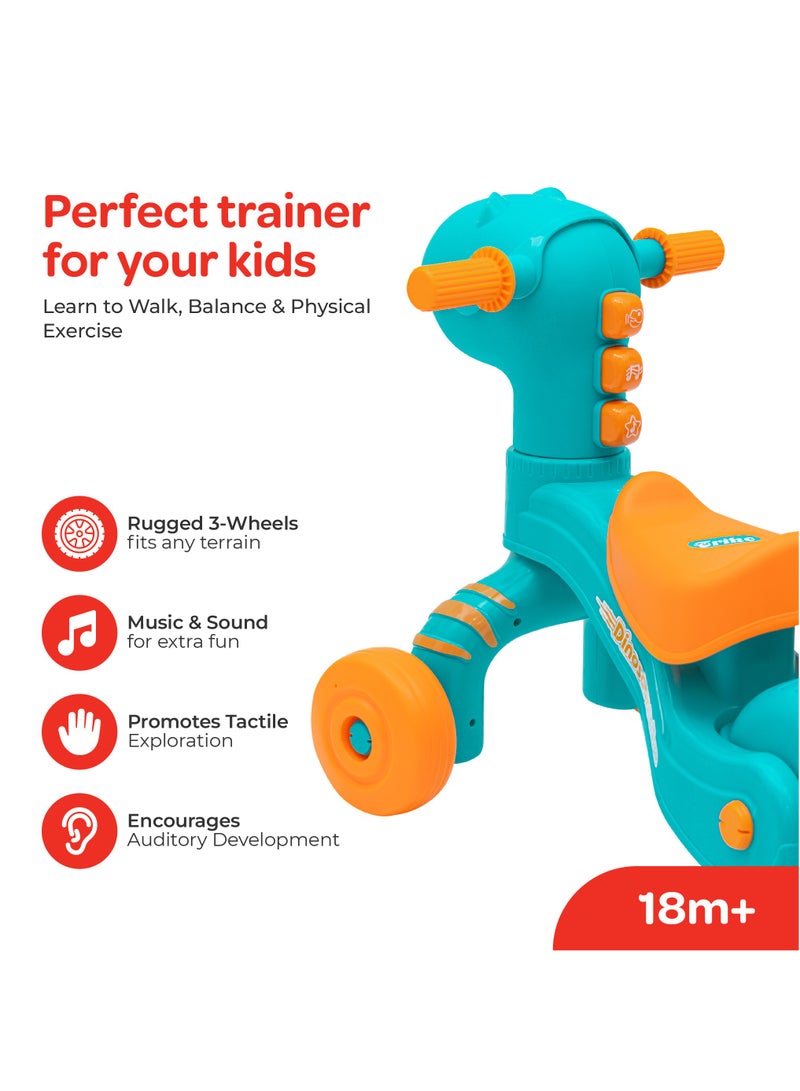 Moon Dino Trike Baby Balance Bike With Front Storage Space-12-36 Months - Blue 58 x39 x 47None - Image 2