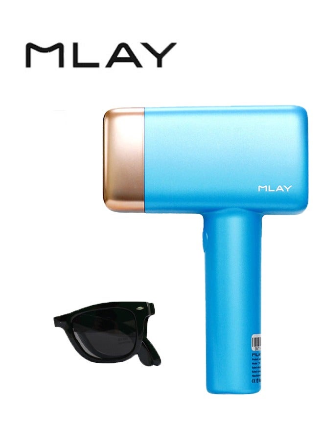 MLAY Newest MLAY T14 IPL Laser  Painless Fast Hair Removal Device 3℃ Cold Compress/5-Levels/500000 Pulses (1*HR lamp) Sky Blue - Image 1