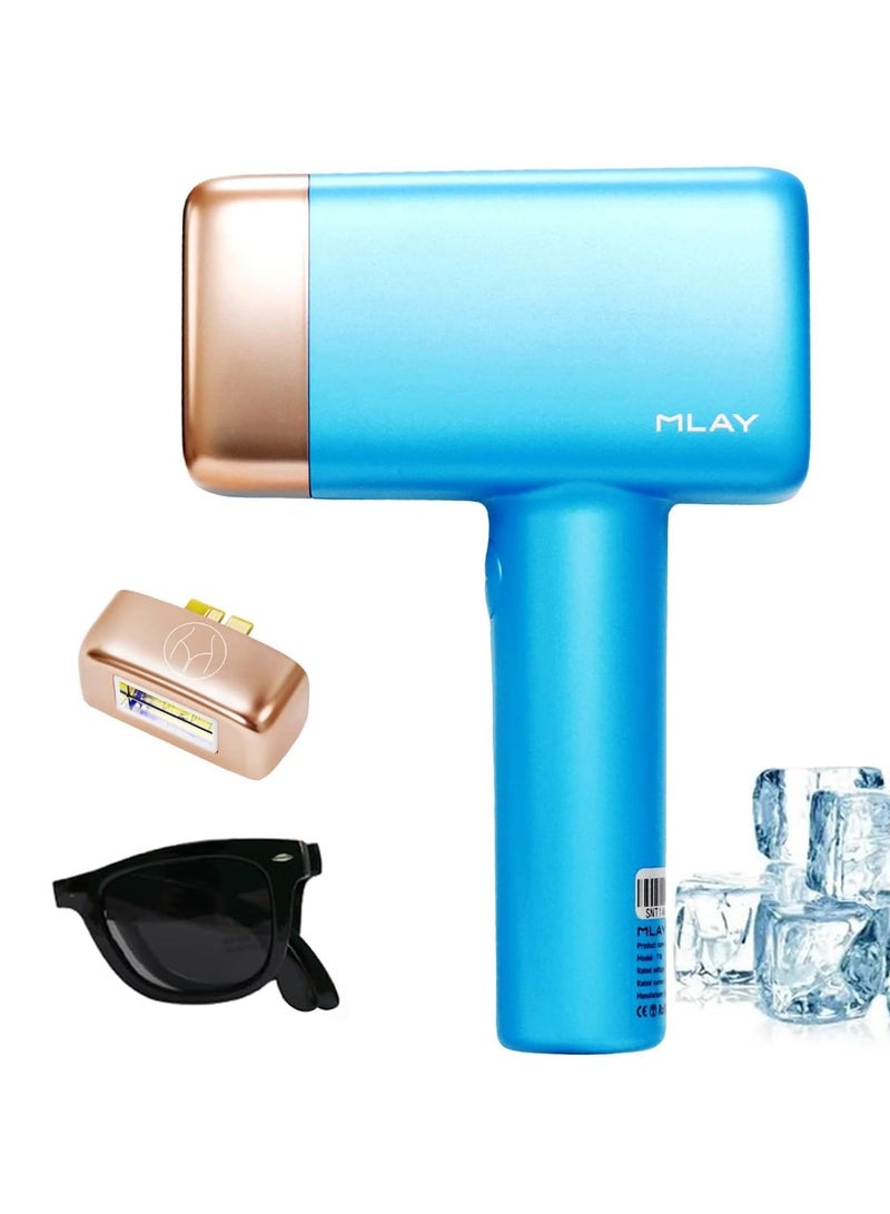 MLAY Updated MLAY T14 IPL Laser Painless Hair Removal Device With Bikini Lamp 3℃ Cold Compress/500000 Pulses/5-Levels Sky Blue - Image 1
