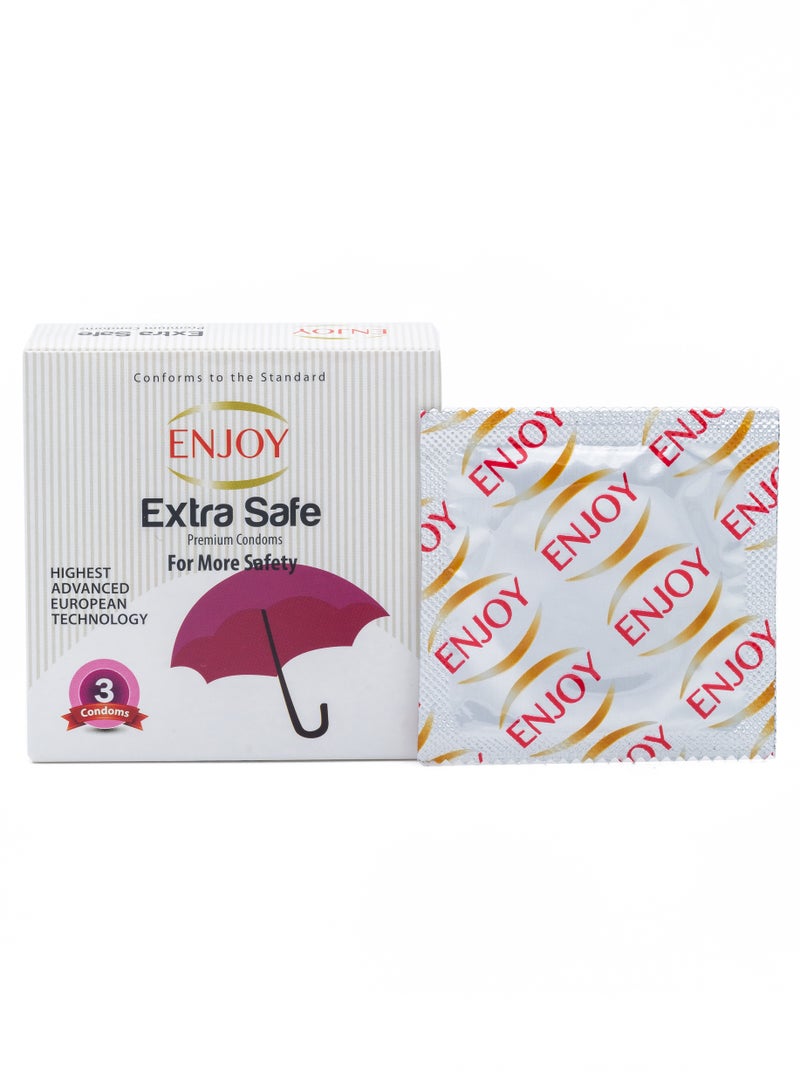 ENJOY Extra Safe Premium Condoms 3 Pieces - Image 1