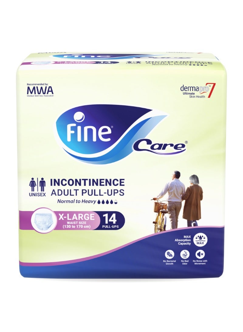 Fine Care Incontinence Unisex Adult Pull-Up Diapers X-Large Waist Size 130-170cm 14 Diapers