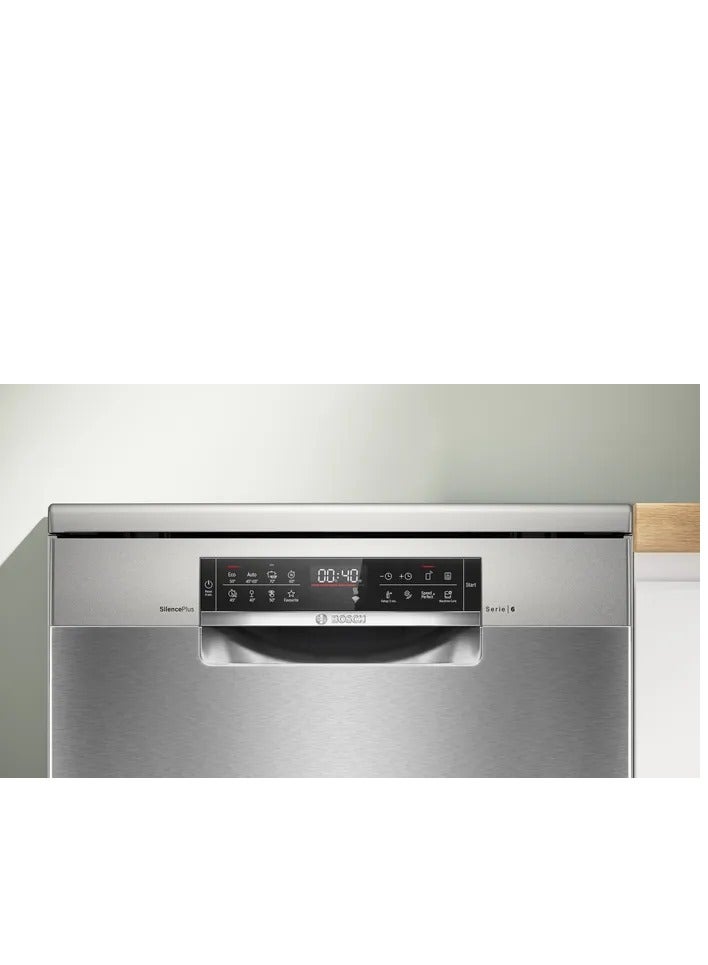 بوش Series 6 Freestanding Dishwasher 60cm, 13 Place Settings, 8 Programs, Stainless Steel, Home Connect, Extra Clean Zone, EcoSilence Drive – SMS6EAI81T SMS6EAI81T Stainless Steel - Image 3