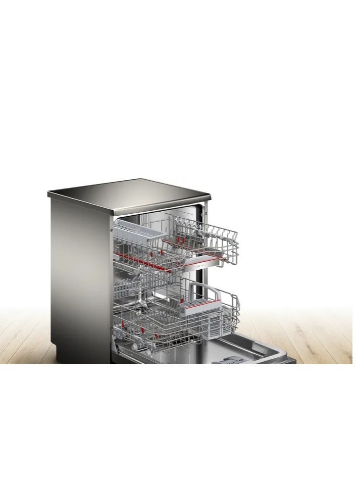 بوش Series 6 Freestanding Dishwasher 60cm, 13 Place Settings, 8 Programs, Stainless Steel, Home Connect, Extra Clean Zone, EcoSilence Drive – SMS6EAI81T SMS6EAI81T Stainless Steel - Image 2